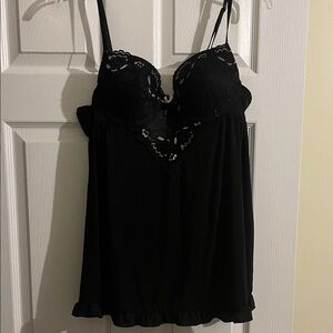 Black Lace Trim Lingerie Cami